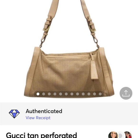 GUCCI tan perforated leather small shoulder bag - Picture 7 of 9